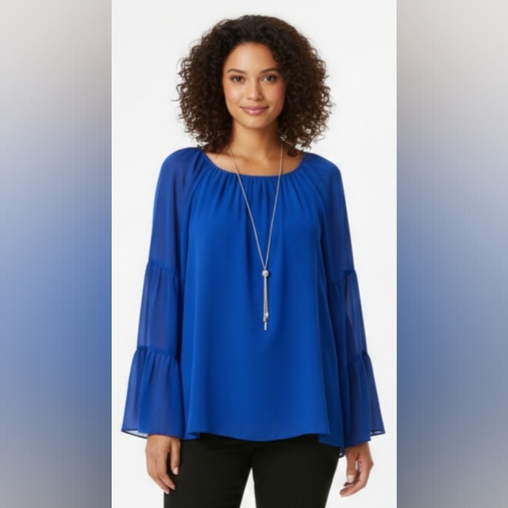 JM Collection Royal Blue Blouse Size L
